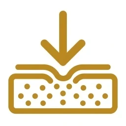 Bold gold absorption droplet layer icon