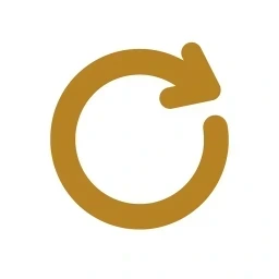 Bold gold circular repeat cycle icon
