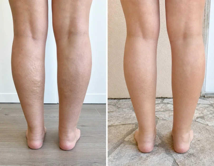 Woman s leg comfort before and after