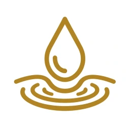 Lubricate droplet fluid icon in gold