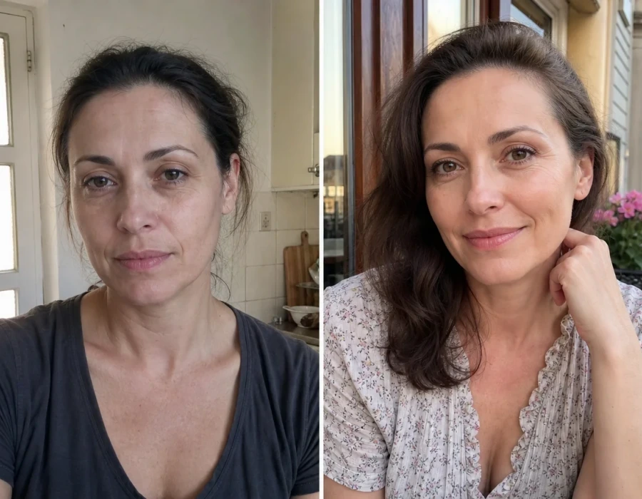 Claudia 47 lifted jawline before after