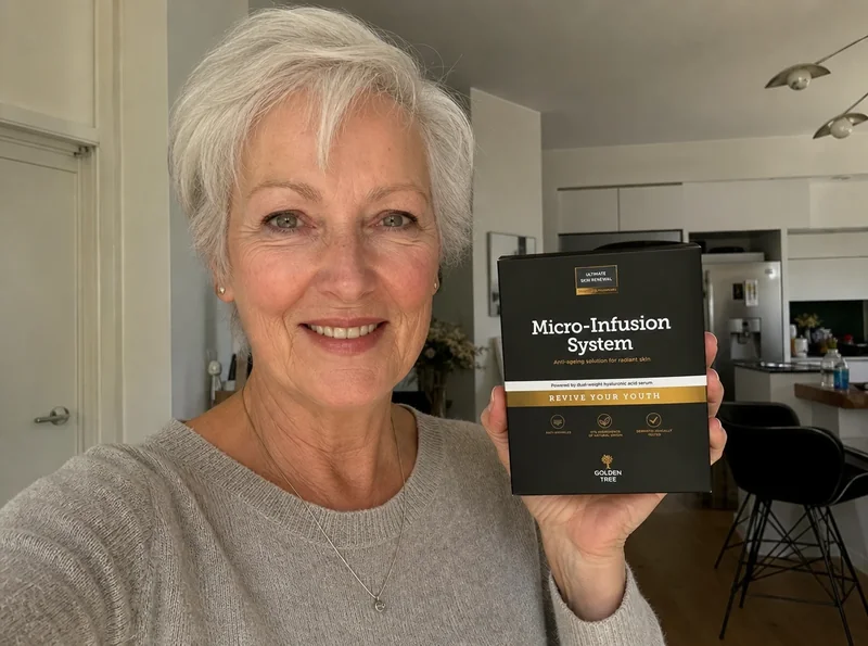 Woman aged 67 holding Micro-Infusion System