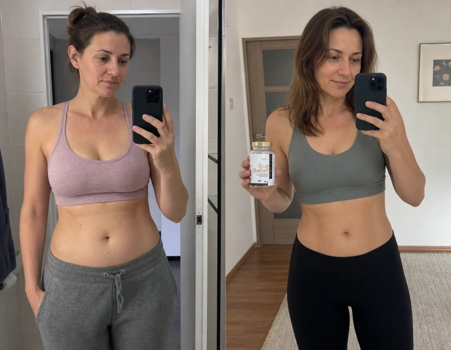Lisa before and after Gut Relief café