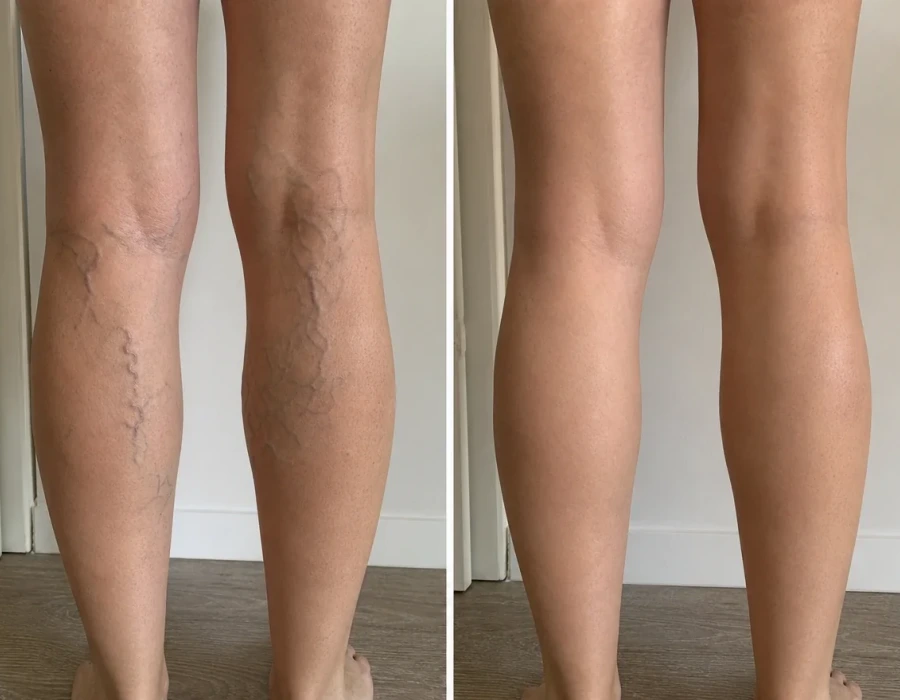 Before and after of slim legs varicose