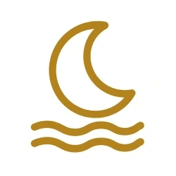 Bold gold calm moon wave icon