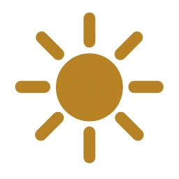 Bold gold sunrise icon on white background