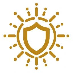 Bold gold shield with aura icon