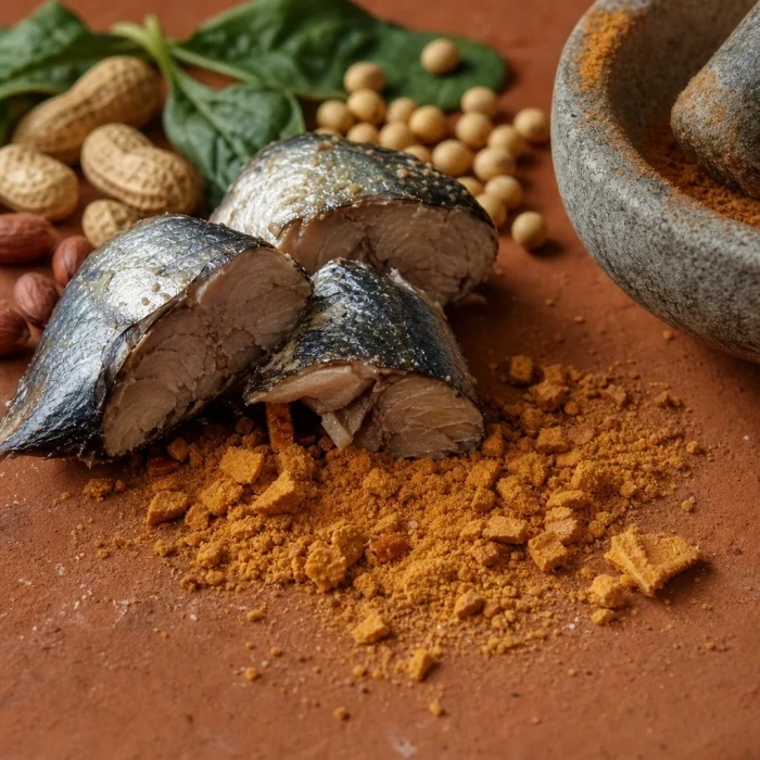 CoQ10 orange crystals terracotta mortar surface