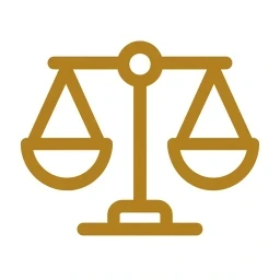 Bold balanced scales icon gold
