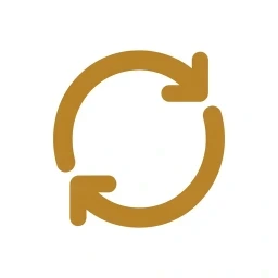 Bold circular sustain cycle icon gold