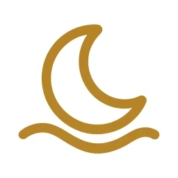 Bold gold crescent moon relax icon