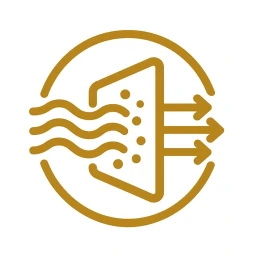 Gold clearing filter icon on white