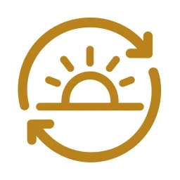 Gold restore renewal icon on white