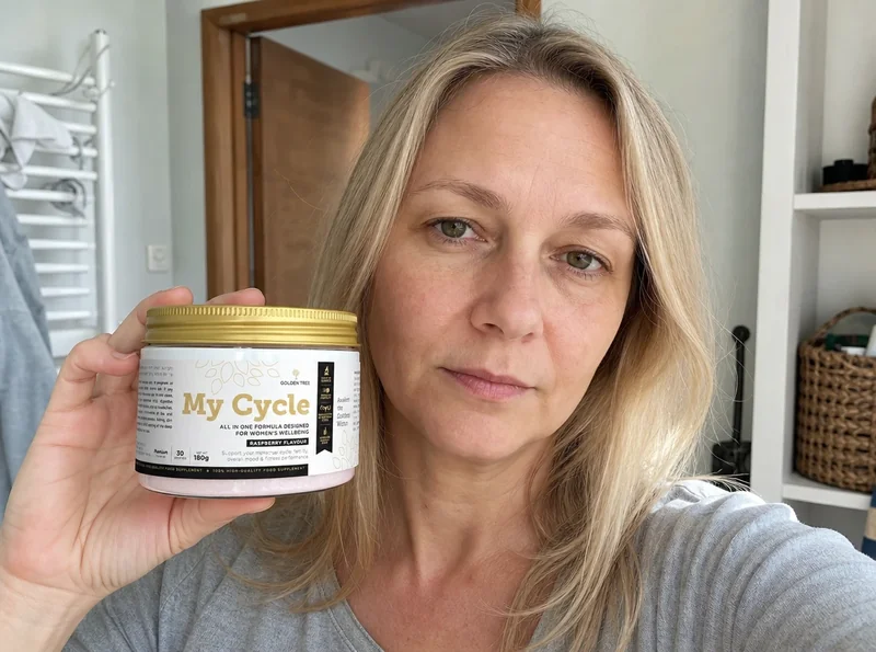 Woman selfie holding My Cycle product