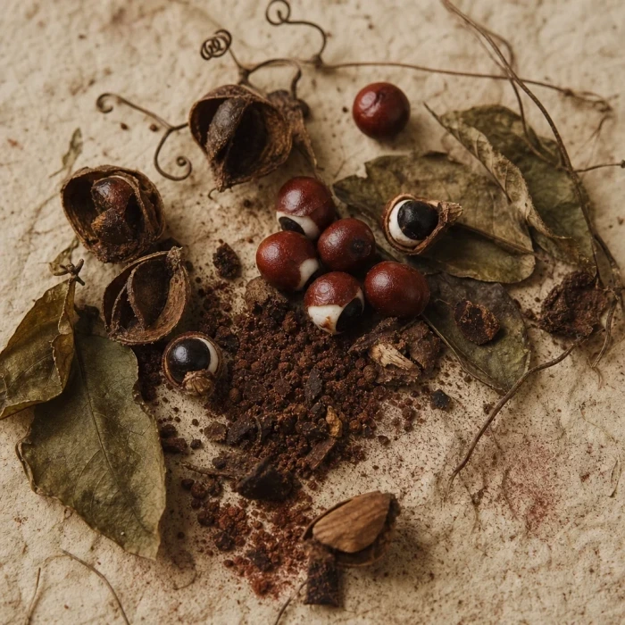Guarana-Samen auf handgeschöpftem Papier