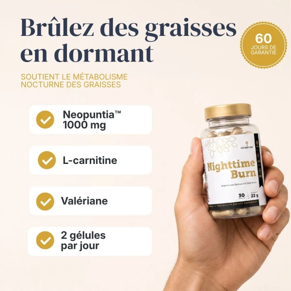 Nighttime Burn 1 + 1 gratis Thermogénique nocturne pour soutenir le métabolisme