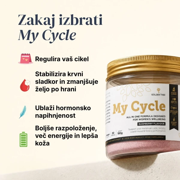 My Cycle Podpri hormonsko ravnovesje za bolj urejen menstrualni cikel, čistejšo kožo in boljše počutje.
