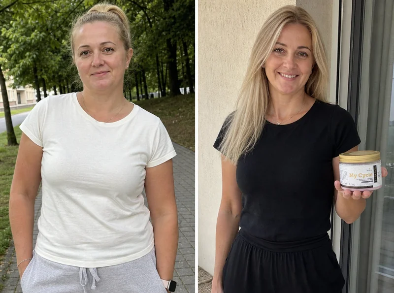 Woman s confidence before-after outdoor panels