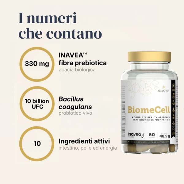 BiomeCell Formula prebiotica e probiotica per il microbioma intestinale