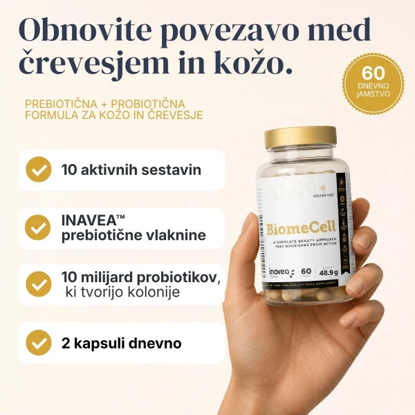 BiomeCell Prebiotična vlakna in žive bakterijske kulture v eni kapsuli