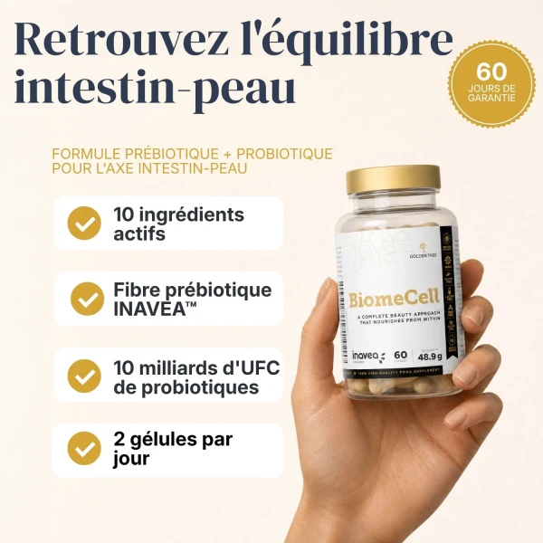 BiomeCell Formule prébiotique et probiotique pour le microbiome intestinal