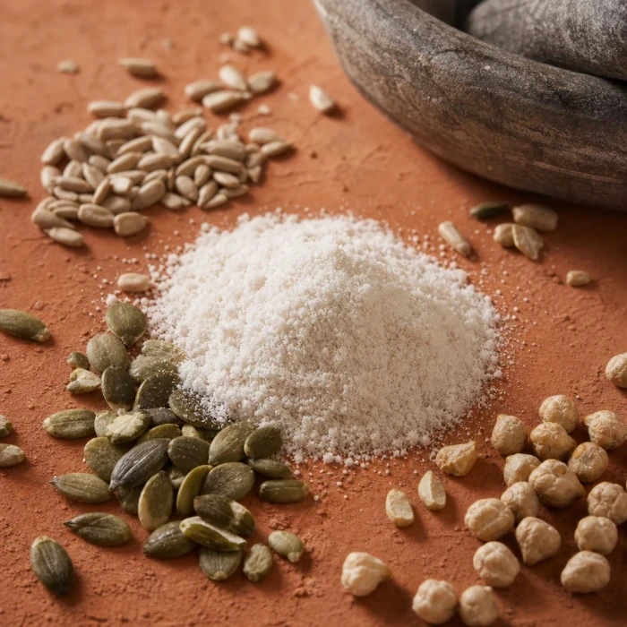 Zinc gluconate powder with pumpkin seeds terracotta