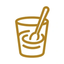 Gold stir spoon icon on white