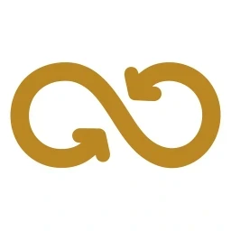 Gold sustain loop icon on white
