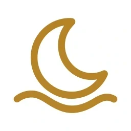 Bold gold crescent moon relax icon